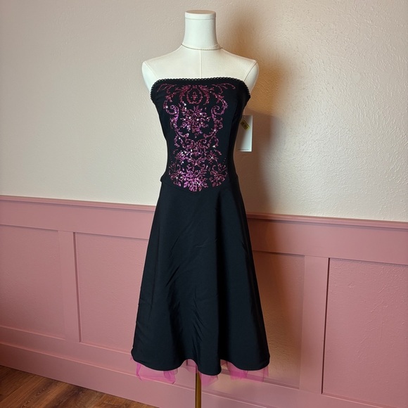 y2k grunge punk corset dress ruby rox NWT sz 6 black & pink radio rebel vibes - Picture 2 of 9